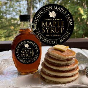 Black Maple Syrup Label with Gold Maple Leaf