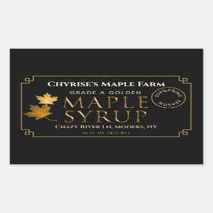 Black Maple Syrup Label with Leaf and Date