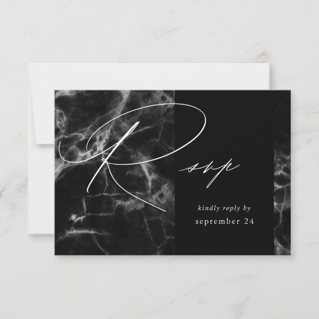Black Marble 2 V2 w Meal RSVP Card (Front)