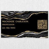 Black Marble Agate Geode Gold Glitter QR Code