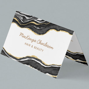 Black Marble Agate Gold Glitter Business Card