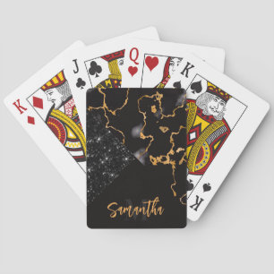 Black Marble and Glitter Playing Cards