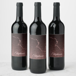 Black Marble and Glitter Wine Label