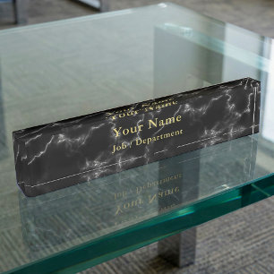 Black Marble and gold classy executive Nameplate