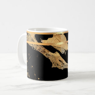 Black Marble and Gold Rimmed Coffee Mug