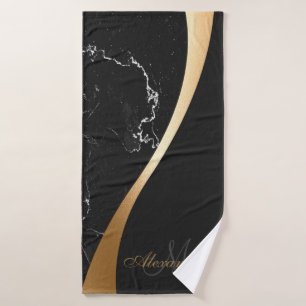 Black Marble Bath Towel Set