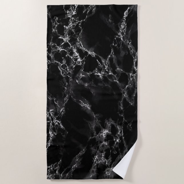 Black Marble Beach Towel (Front)