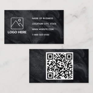 Black Marble Business Card with QR Code