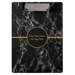 Black Marble Business Clipboard with Custom Text