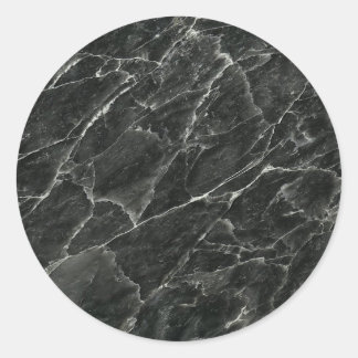 Black Marble Classic Round Sticker