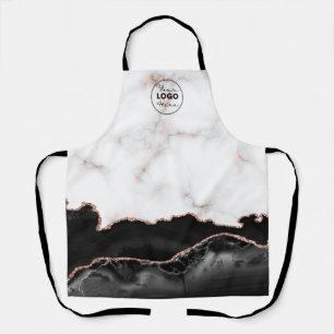 Black Marble Custom Business Logo Personalized  Apron