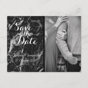 Black Marble Custom Photo Save the Date Postcard