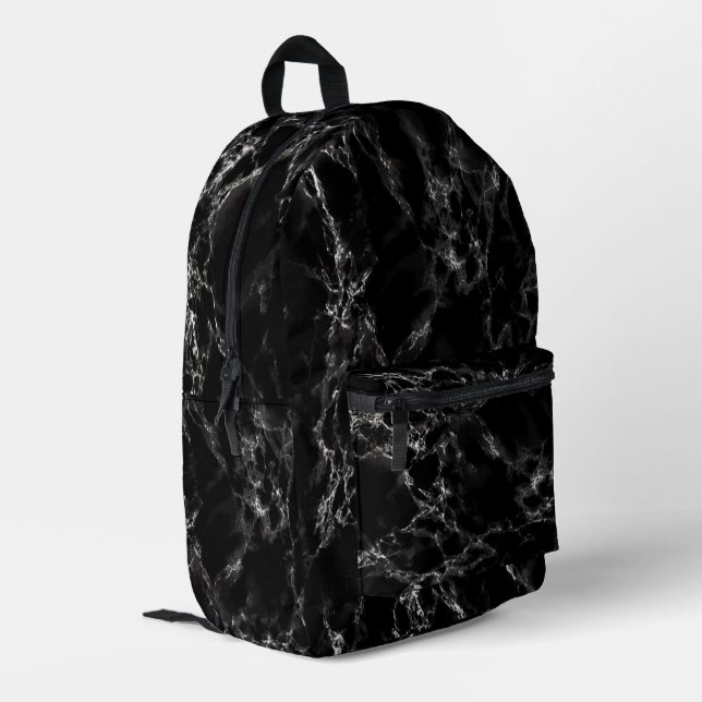 Black Marble Design Backpack (Back Corner Left)