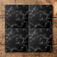 Black marble effect tile