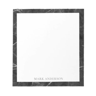 black marble elegant monogram notepad