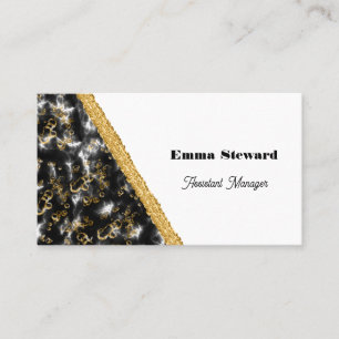 Black Marble Glam Gold & Glitter Business Card
