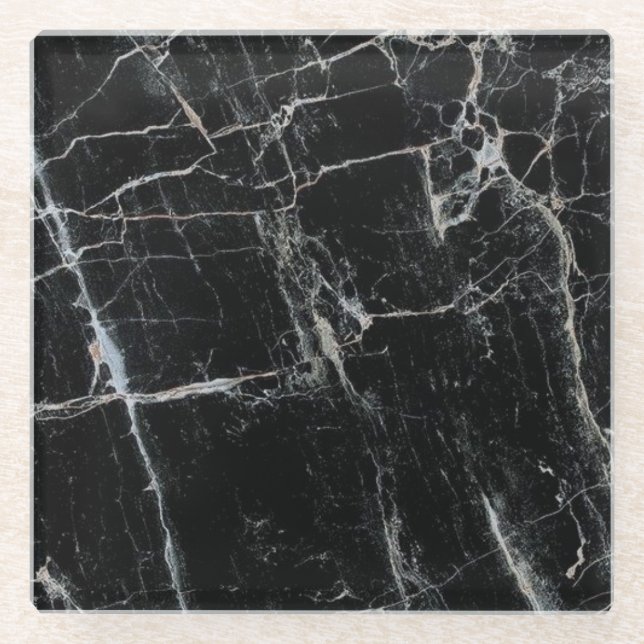 Black Marble Glass Coaster (Front)