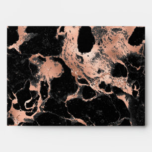 Black marble glitter rose gold envelope