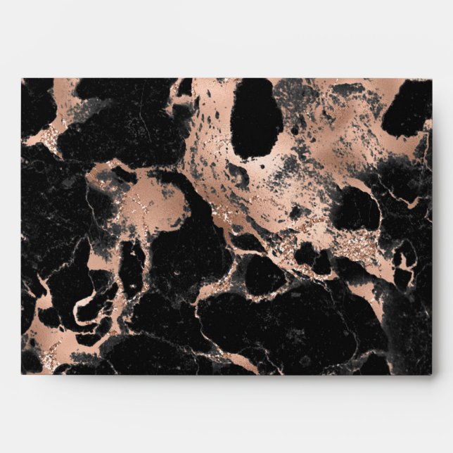 Black marble glitter rose gold envelope (Front)