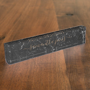 Black Marble Gold Classic Personalized Nameplate