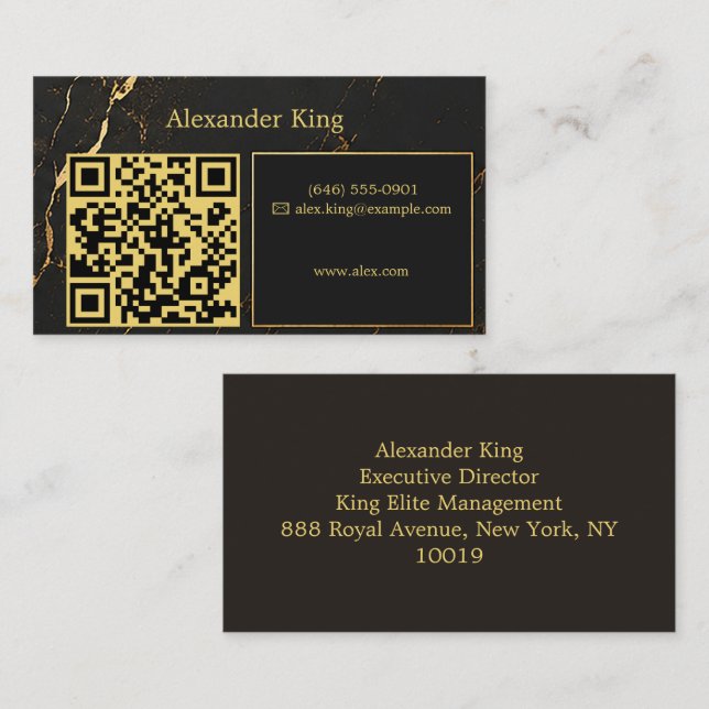 Black Marble Gold Design Business Card (Front/Back)
