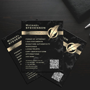 Black marble gold feather notary flyer