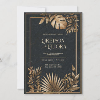 Black Marble & Gold VIP Luxe Wedding Invitation
