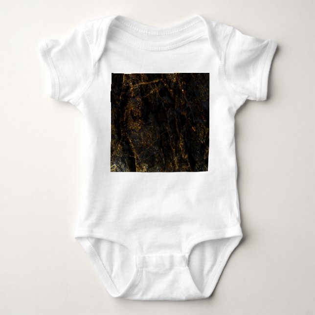 Black marble, golden veins, texture. baby bodysuit (Front)