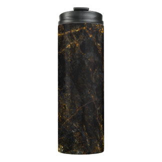 Black marble, golden veins, texture. thermal tumbler