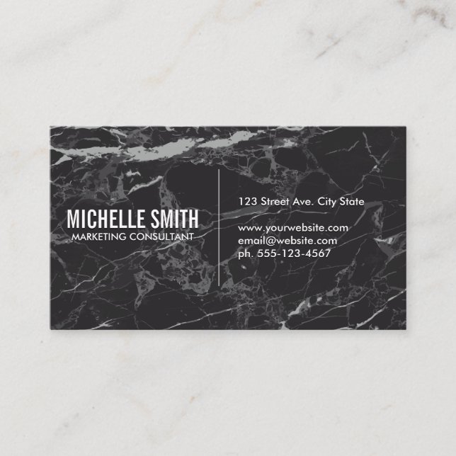 Black Marble | Minimalist Business Card (Front)
