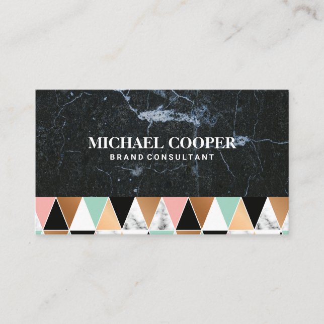 Black Marble | Modern Geometric Pattern Business Card (Front)