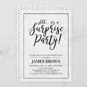 Black & Marble   Modern Surprise Retirement Party Invitation