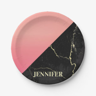 Black Marble Paper Plate