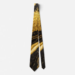Black Marble Pattern with Gold Tie