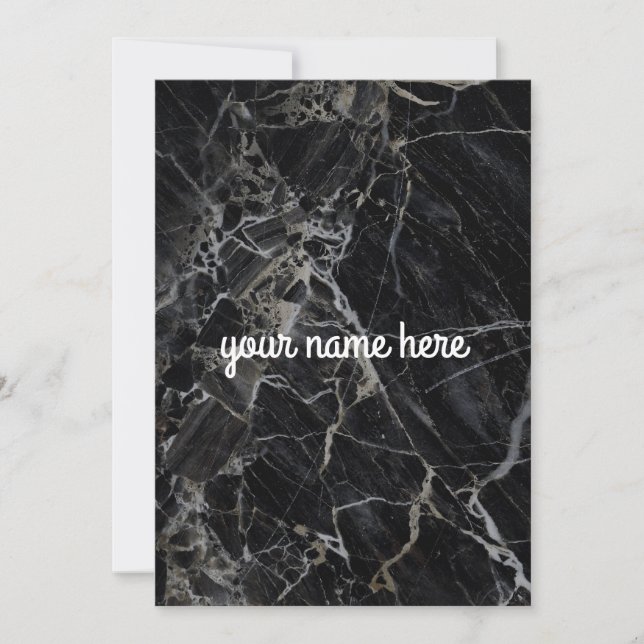 Black Marble Personalised Notecard (Front)