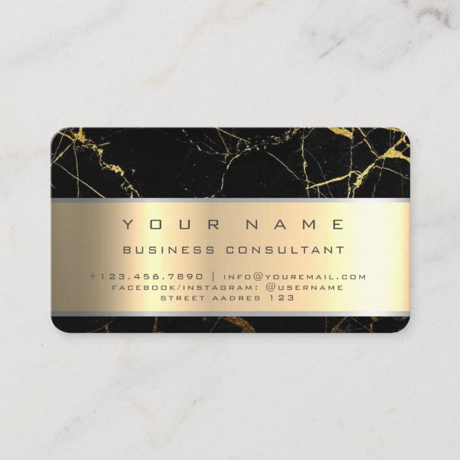 Black Marble Professional Business Consultant Business Card (Front)