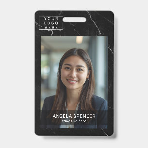 Black marble Professional Event ID name tag photo Badge
