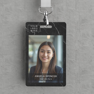 Black marble Professional Event ID name tag photo Badge