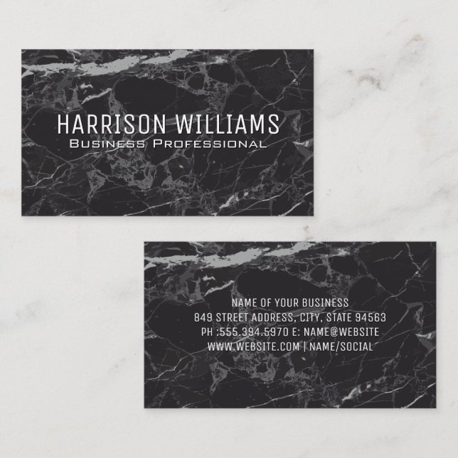 Black Marble | Rock Slate Business Card (Front/Back)
