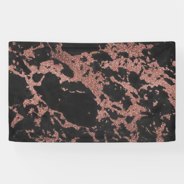 Black marble rose gold glitter texture image banner (Horizontal)