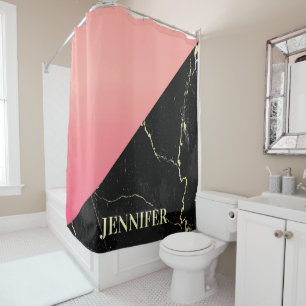 Black Marble Shower Curtain