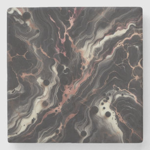 Black Marble Simple Stone & Granite Drinkware Coaster