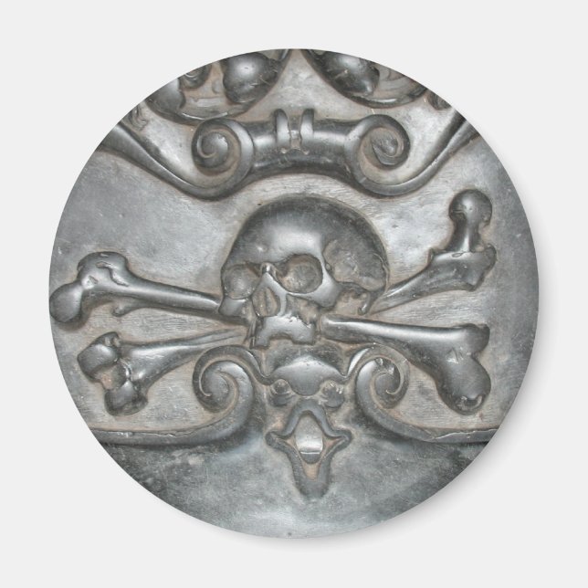 Black Marble Skull & Bones Fridge Magnets (Front)