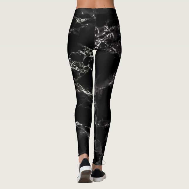 Black Marble Stone Design Leggings (Back)