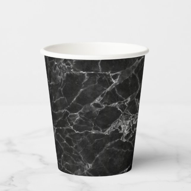 Black Marble Stone Look Paper Cups (Front)
