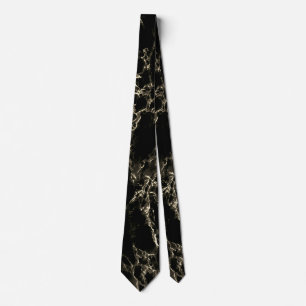 Black Marble Stone Neck Tie Golden Black