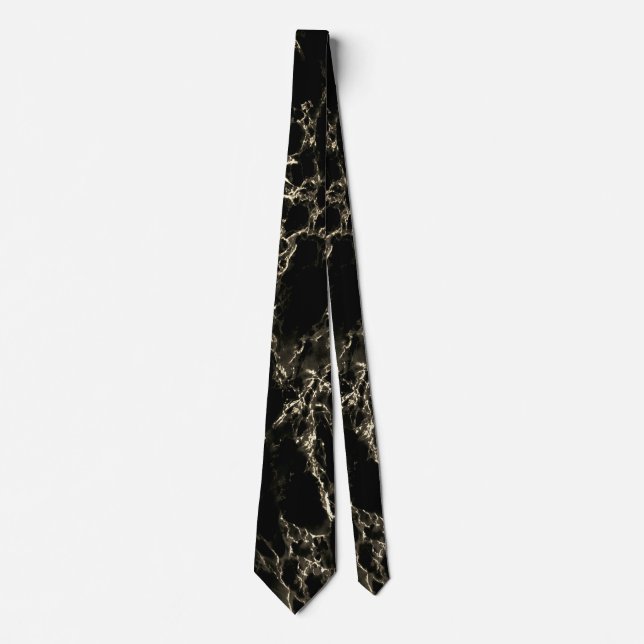 Black Marble Stone Neck Tie Golden Black (Front)