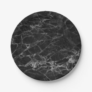 Black Marble Stone Paper Plate
