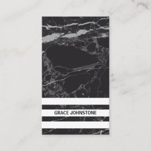 Black Marble Striped Bars Business Card
