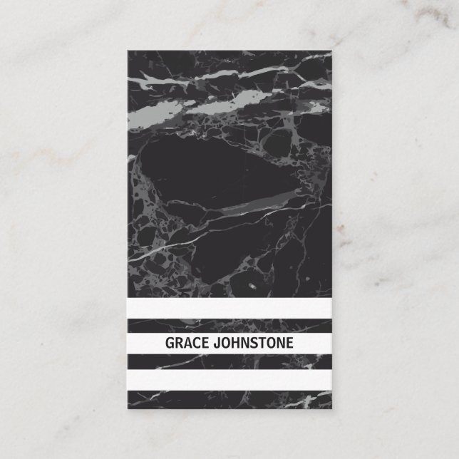 Black Marble | Striped Bars Business Card (Front)